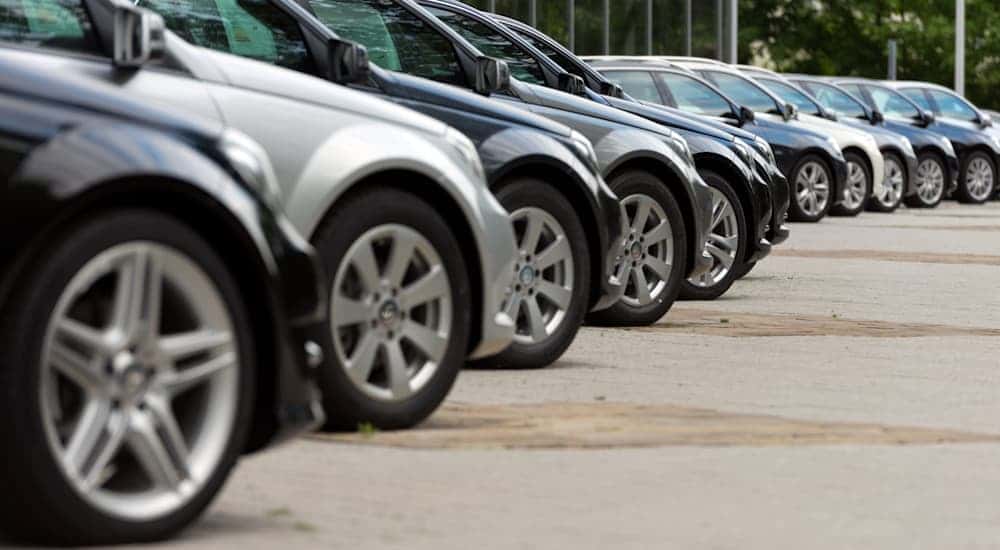 A row of cars from the side.