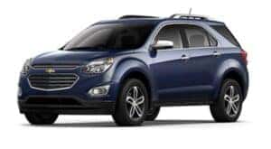 A blue 2016 Chevy Equinox angled left.