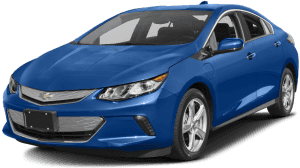 A blue 2017 Chevy Volt is angled left on a white background.