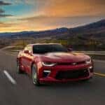A red 2016 Chevy Camaro from the front.
