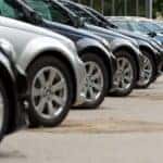 A line of cars from the side.