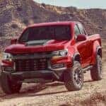 A red 2017 Chevy Colorado from the front.