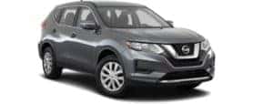 A grey 2017 Nissan Rogue is facing right.