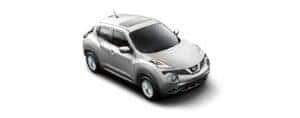 A silver 2017 Nissan Juke is angled right.