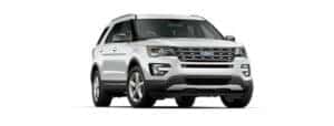 A white 2017 Ford Explorer is angled right.