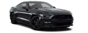 A black 2017 Ford Mustang is facing right.