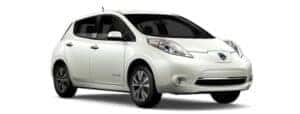 A white 2017 Nissan LEAF is angled right.