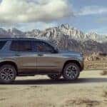 A silver 2017 Chevy Tahoe.