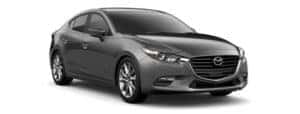 A grey 2017 Mazda3 Touring is angled left.