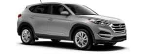 A silver 2017 Hyundai Tucson SE is angled right.