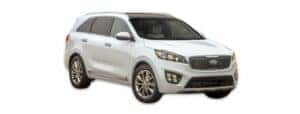 A white 2017 Kia Sorento is angled right.