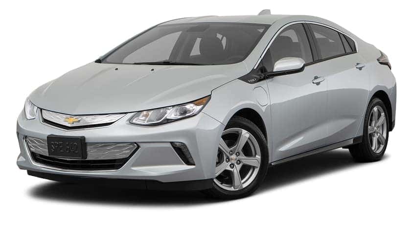 A grey 2018 Chevy Volt is parked and facing left.