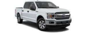 A white 2018 Ford F-150 is facing right.