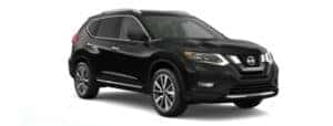 A black 2018 Nissan Rogue is angled right.