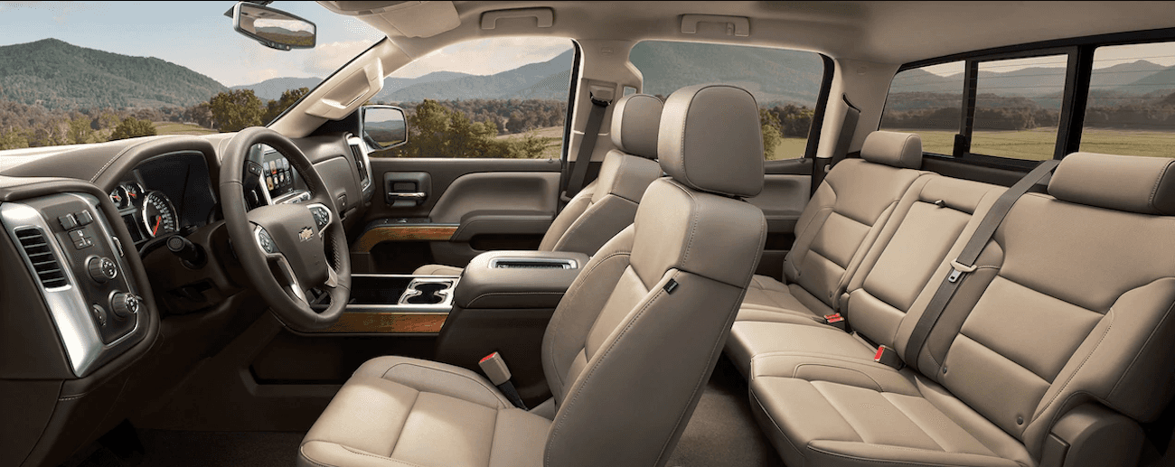 The clean and comfortable tan leather interior of the 2019 Chevy Silverado 2500hd