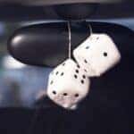 Fuzzy dice on a rearview mirror