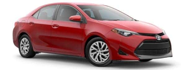 A red 2019 Toyota Corolla facing right