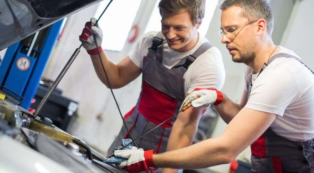 2 techs at a local Cincinnati express oil change shop
