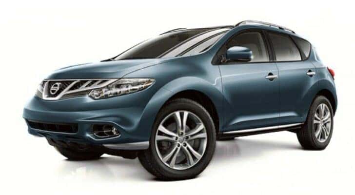 A blue 2014 Nissan Murano is angled left.