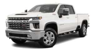 A white 2020 Chevy Silverado 2500HD is facing left.