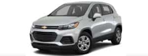 A silver 2017 Chevy Trax is facing left.