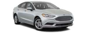 A silver 2017 Ford Fusion is facing right.