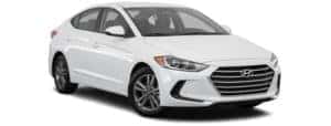 A white 2017 Hyundai Elantra is facing right.