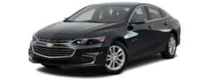 A black 2018 Chevy Malibu is facing left.