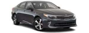 A black 2018 Kia Optima is facing right.