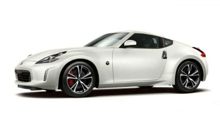 A white 2018 Nissan 370Z is angled left.