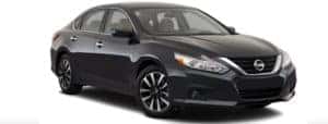 A black Nissan Altima is facing right.