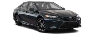 A black 2018 Toyota Camry is facing right.