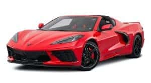 A red 2020 Chevy Corvette 3LT is angled left.