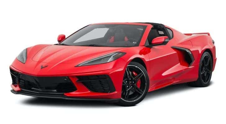 A red 2020 Chevy Corvette 3LT is angled left.