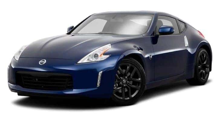 A blue 2017 Nissan 370Z is facing left.