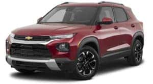 A red 2021 Chevy Trailblazer is angled left.