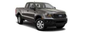 A black 2019 Ford Ranger is facing right.