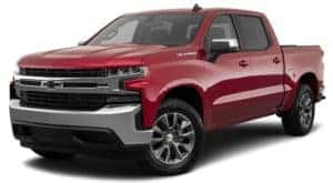 A red 2020 Chevy Silverado 1500 is facing left.