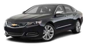 A black 2020 Chevy Impala is facing left.
