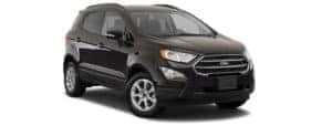 A black 2020 Ford EcoSport is angled right on a white background.