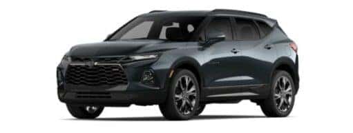 A black 2020 Chevy Blazer RS is angled left.