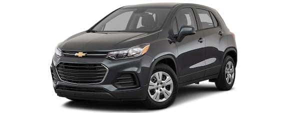 A black 2020 Chevy Trax is angled left.