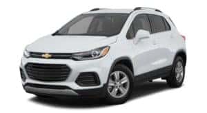 A white 2021 Chevy Trax is angled left.