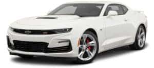 A white 2021 Chevy Camaro 2SS is angled left.