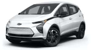 A white 2022 Chevy Bolt EV 2LT is angled left.
