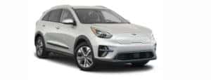 A silver 2020 Kia Niro EV is angled right.