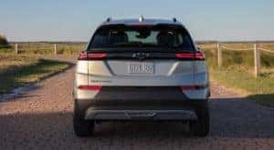 A silver 2022 Chevy Bolt EUV is shown from the rear.