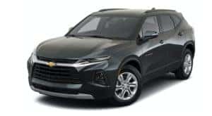 A black 2022 Chevy Blazer is angled left.