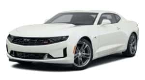 A white 2022 Chevy Camaro 1LT RS is angled left.