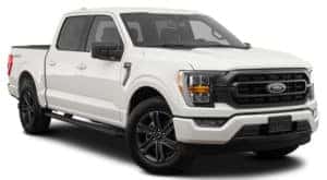 A white 2022 Ford F-150 XLT is shown facing right.